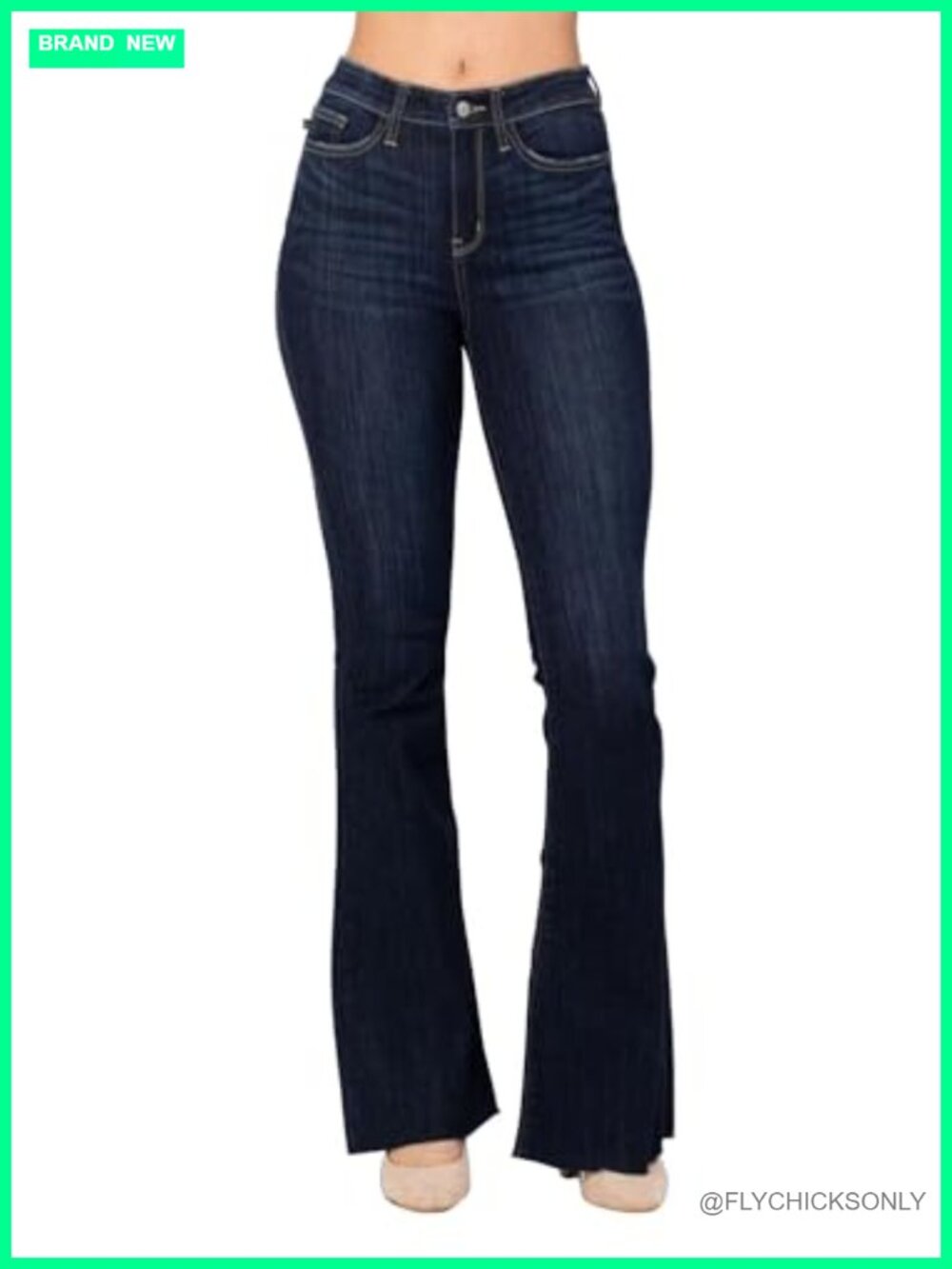 High Waisted Raw Hem Flare Jeans Tall Inseam 34"
